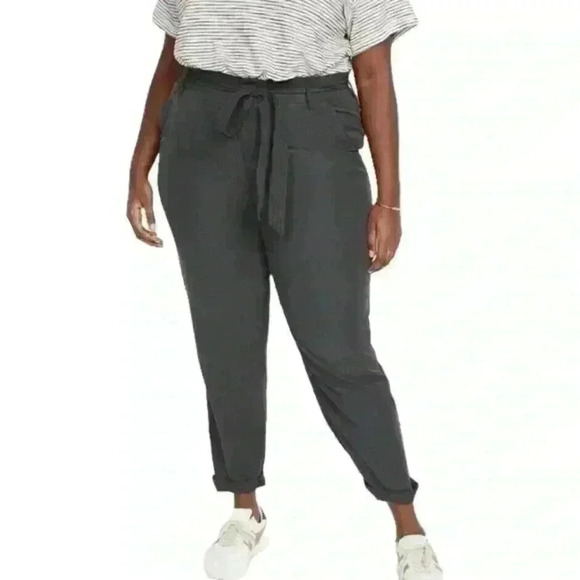 Old Navy‎ High-Waisted Belted Soft Pencil Pants Plus Size XXL Panther Grey - Picture 1 of 10
